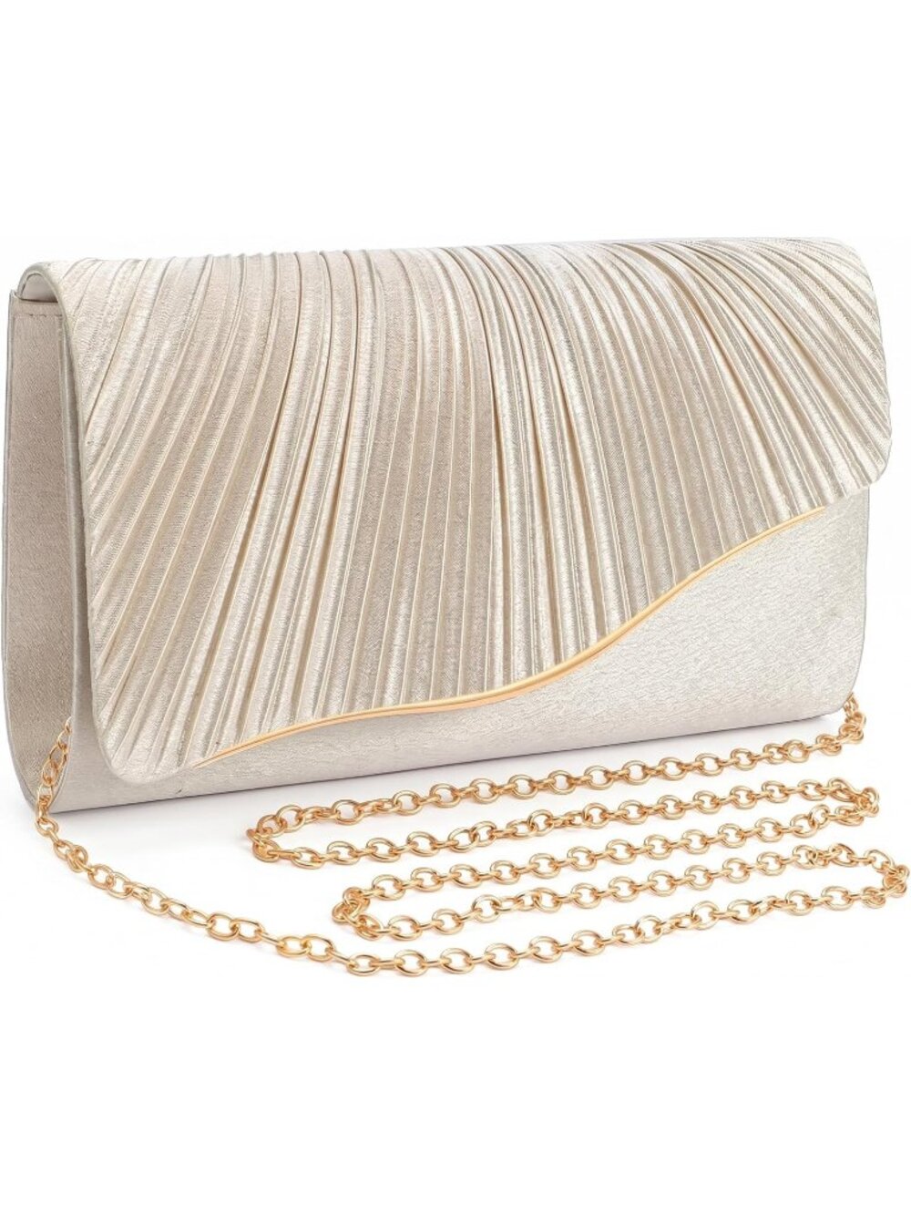 👜 Women's Champagne Elegant Satin Formal Purses Evening Cocktail Prom Clutch